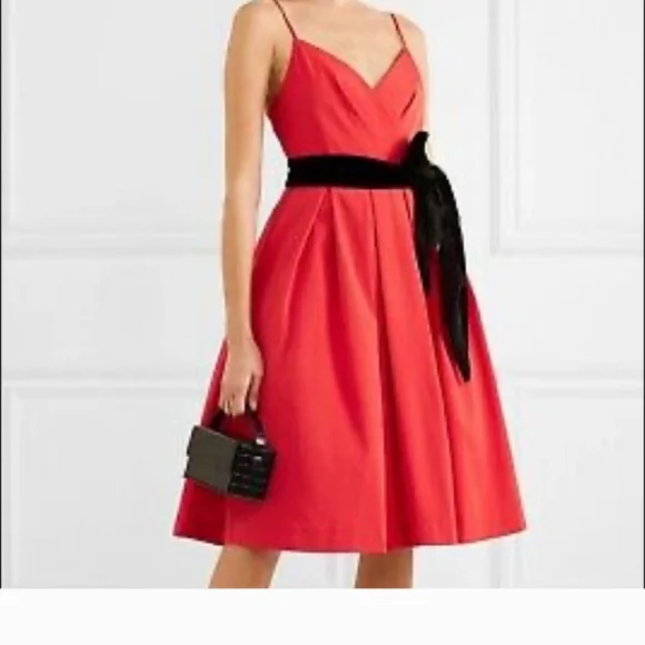 🎉HP🎉 J. Crew A-Line Holiday Red Spaghetti Strap Dress With Velvet Sash - 4 - Picture 4 of 15